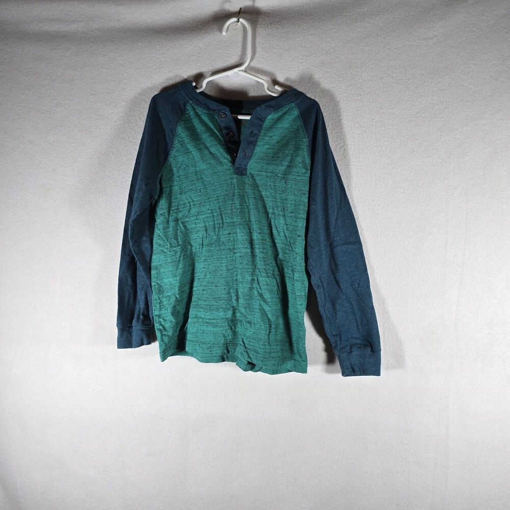 Boys Tee Shirt Size Small 6-7 Green Long Sleeve Crew Neck Cat & Jack